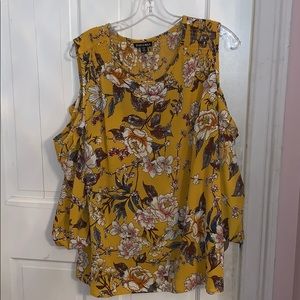 yellow cold shoulder top